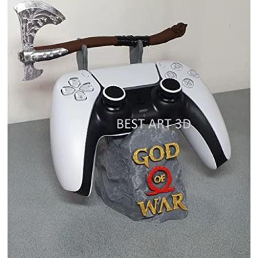 Imagem de Kit Suporte de Headset Headphone Gamer + Suporte para Controle PS5 - God of War COR:SUP PRETO + SUP CONTROLE CINZA