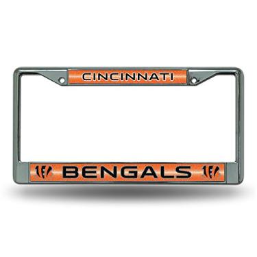 Imagem de Rico Industries Moldura de placa de licença Cincinnati Bengals brilhante cromada com brilho