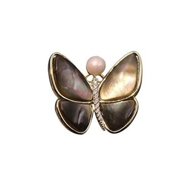 Imagem de KIZQYN Broche feminino acessórios de vestuário feminino broche concha borboleta broche acessórios de vestido elegante versátil broche acessório de fantasia