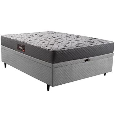 Imagem de Cama Box Baú Herval Casal Black, 71x138x188 cm, Bordado, Colchão Composto