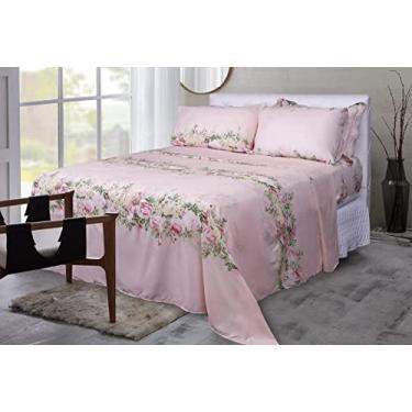 Imagem de Jogos Cama Em Microfibra Duplo Lençol de Cima + Lençol com Elástico + Fronhas 150 Fios 100% Poliéster Paco Milano | Admirare (Casal, Leucacia)