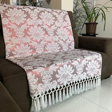 Imagem de Manta Para Sofá em Tecido Jacquard Luxo Medalhão Rosê Gold 190x140cm