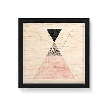 Imagem de Arte Maníacos Quadro Decorativo em Madeira Geométrico Triângulos Pirâmide - 30x30cm (Moldura caixa em laca preta)