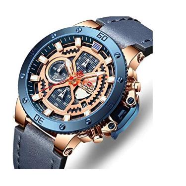 Imagem de NAVIFORCE 9159 Homem Masculino Relógio de Quartzo Com Cronógrafo à Prova D'água Com Pulseira de Coura (Muito Bonito e ** **) + Película Protetora