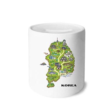 Imagem de DIYthinker Mapa mostrando marcos populares na Coreia Caixa de Dinheiro Caixa de Cerâmica Porta-Moedas Presente