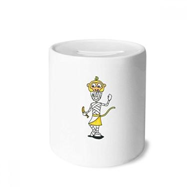 Imagem de DIYthinker Egito Múmia Horus Chapéu de macaco Caixa de dinheiro Caixa de cerâmica Porta-moedas Presente de cofrinho