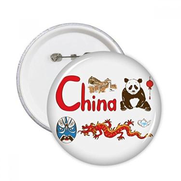 Imagem de China National Symbol Landmark Pattern Pinos Redondos Emblema Decoração Roupas 5 peças Presente