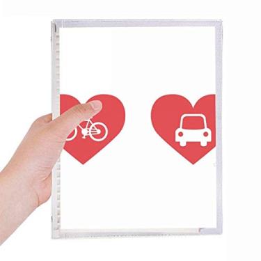 Imagem de Caderno com estampa de coração vermelho de bicicleta com folhas soltas e diário recarregável