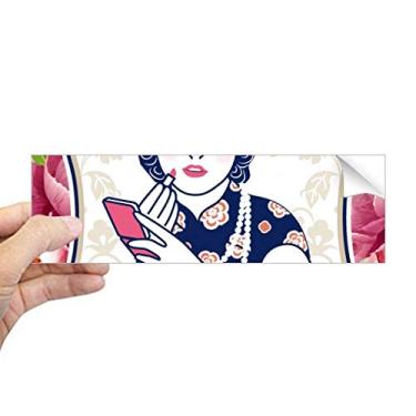 Imagem de DIYthinker Adesivo retangular de mulher rosa da cultura chinesa para notebook, janela