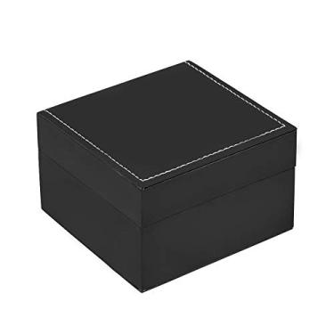 Imagem de Caixa de relógio preta de poliuretano, caixa de presente do relógio, conveniente para exibição do relógio