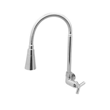 Imagem de Torneira Cozinha Gourmet Entrada de Parede com Tubo Flexível Cônico e 2 Jatos