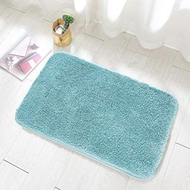 Imagem de Jun Jiale Tapete de banheiro grosso antiderrapante forte absorção de água tapete de chuveiro fofo (Hu verde, 49 x 78 cm, lavável na máquina)