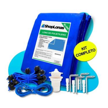 Imagem de Capa Piscina Azul + Kit Instalação 11X6 Proteção Segurança - Shoplonas