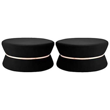 Imagem de Kit 02 Puffs Decorativo Sala de Estar 95cm Dhaka Veludo Preto - Gran Belo