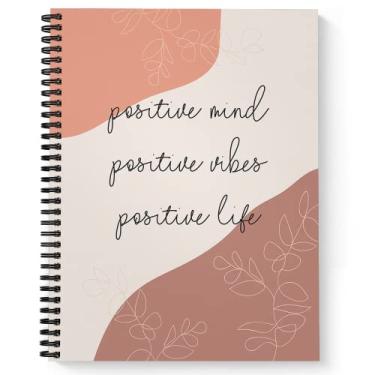 Imagem de Caderno/Diário Espiral Motivacional Softcover Positive 21,5 cm x 28 cm, 120 páginas pautadas largas, capa laminada brilhante durável, espiral preta feita nos EUA