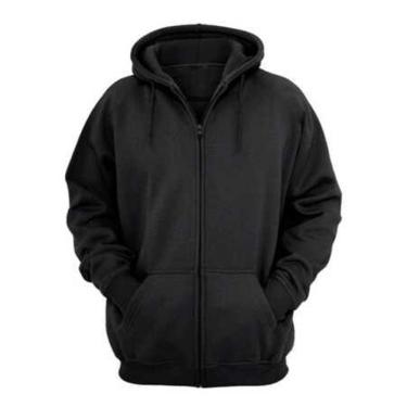 Imagem de Moletom Blusão Masculino/Feminino Moletom Casaco Ziper Blusa Frio Preto