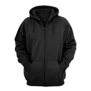 Imagem de Moletom Blusão Masculino/Feminino Moletom Casaco Ziper Blusa Frio Preto