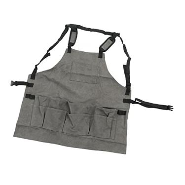 Imagem de Avental de Carpintaria Durável, Avental de Ferramenta de Lona Com Vários Bolsos Cinza para Churrasco