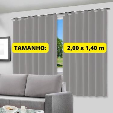 Imagem de Cortina Blecaute Blackout Película Cinza com Alça para Bastão Varão Quarto Sala Escritório - Vários Tamanhos - Envio Ime