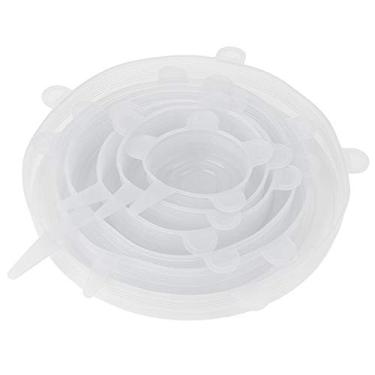 Imagem de Tampa elástica de silicone, tampa de tigela de preservação de alimentos de silicone transparente reutilizável de 6 peças, vários recipientes para armazenamento de alimentos, cenários de alta e baixa temperatura