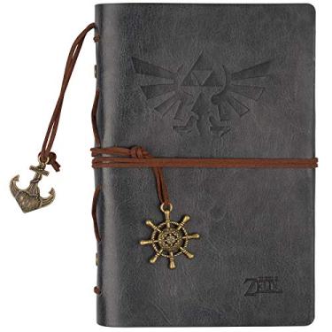 Imagem de Diário Legend of Zelda, diário de escrita, diário de viagem, caderno de 18 x 13 cm, caderno de escritores, caderno de desenho recarregável, caneta tinteiro segura (cinza escuro carvão)
