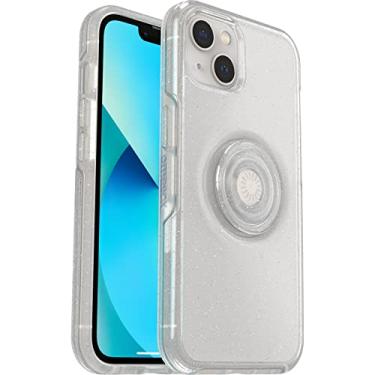Imagem de OtterBox Capa transparente para iPhone 13 Otter + Pop Symmetry Series - Stardust (transparente/glitter), PopSockets PopGrip integrado, fina, fácil de usar, bordas elevadas protegem a câmera e a tela