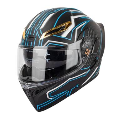 Imagem de Daconovo Capacete de motocicleta unissex adulto Cool Rider Equipment Four Seasons New Street Touring Capacete de moto com viseira dupla Flip up Capacete facial completo Óculos de sol embutidos Respirá