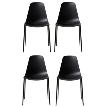 Imagem de Kit 4 Cadeiras Miami Com Assento em Polipropileno e Base em Aço Fratini - Preto