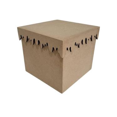 Imagem de Caixa para panetone com borda da tampa derretendo 20x20x18cm- Jeito Próprio Artesanato