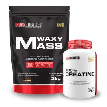 Imagem de Kit Waxy Mass 3kg + 100% Creatina 100g - BODYBUILDERS (Médio, Chocolate)