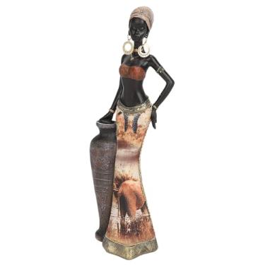 Imagem de Escultura Africana, Estátua Africana Artística retrô Versátil, Resina Resistente e Durável para Escritório (G04173B)