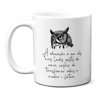 Imagem de Caneca Professor Coruja Educação Lindo Gesto Xícara Criativa (Branca)