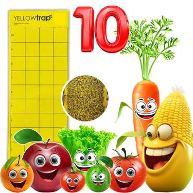Imagem de Armadilha Amarela Adesiva Quadriculada Contra Insetos - 10 Unidades Armadilhas - Controle de pragas