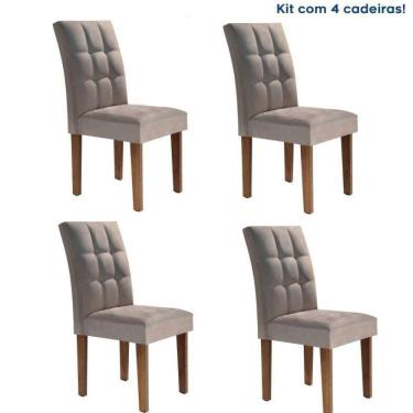 Imagem de Conjunto com 4 Cadeiras Estofadas Hobby Chocolate/Cinza