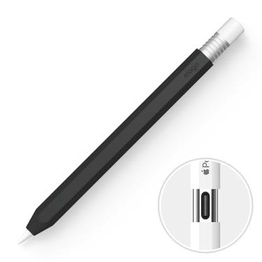 Imagem de elago Estojo de lápis clássico compatível com Apple Pencil (USB-C), aderência perfeita, capa protetora, capa de silicone, suporta fixação magnética [preta]