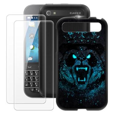 Imagem de MILEGOO Capa para BlackBerry Classic + 2 peças protetoras de tela de vidro temperado, capa ultrafina de silicone TPU macio à prova de choque para BlackBerry Q20 (9 cm)
