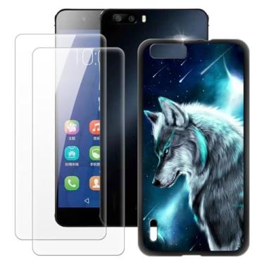 Imagem de MILEGOO Capa para Huawei Honor 6 Plus + 2 peças protetoras de tela de vidro temperado, capa ultrafina de silicone TPU macio à prova de choque para Huawei 6 Plus 4G (6,5 polegadas)