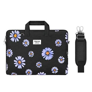 Imagem de MOSISO Bolsa de ombro para laptop compatível com MacBook Air de 15 polegadas M2 A2941 2023/Pro 16 2023-2019 M2 A2780 M1 A2485 A2141/Pro 15 A1398,38.1-39.6 cm, pasta de camomila Com cinto, preto