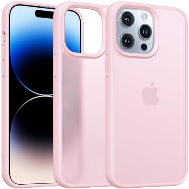 Imagem de Alphex 10 cores além de silicone para iPhone 14 Pro, proteção contra quedas de grau militar de 3,5 m, sensação sedosa e não oleosa, adequada para bolso, capa de telefone fina para homens e mulheres de 15 cm - rosa giz