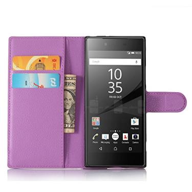 Imagem de SONY Xperia XA1/Z6, capa carteira flip de couro PU premium com compartimento para cartão, suporte e fecho magnético [capa interior à prova de choque de TPU] Compatível com SONY Xperia XA1/Z6