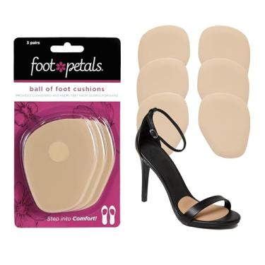 Imagem de Fancy Feet almofadas femininas para pés com bola de pé, 3 pares, cáqui