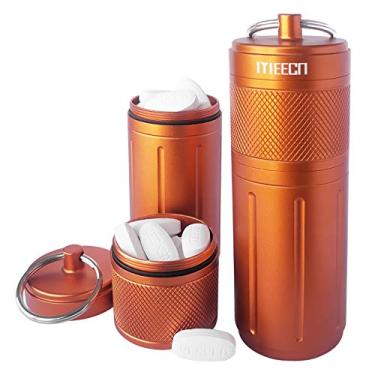 Imagem de MEECN Organizador de comprimidos de duas camadas, recipiente impermeável para comprimidos, pode armazenar pílulas de qualquer tamanho, vitaminas, óleo de fígado de bacalhau, suplementos e