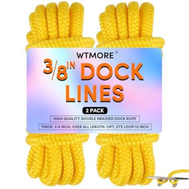 Imagem de Linhas de doca cordas de barco para ancoragem 3/20.3 cm x 15' Corda marinha trançada dupla linhas de barco para ancoragem, linhas de doca para barcos com laço, corda de barco linhas amarelas 2
