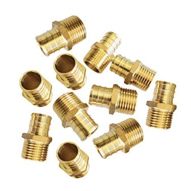 Imagem de 10 peças EFIELD Pex 3/4 polegadas x 1/2 polegada NPT adaptador macho acessórios de crimpagem de latão, ASTM F1807