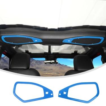 Imagem de Linskip Acabamento da capa do alto-falante de áudio compatível com Jeep Wrangler JL 4XE 2024 e Gladiator JT Sport Rubicon Sahara Willys Mojave Rubicon, capas de alto-falante de teto, acessórios interiores (azul claro)