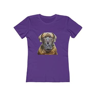 Imagem de Dogue de Bordeaux - Camiseta feminina de algodão torcido da Doggylips, Roxo liso, XG