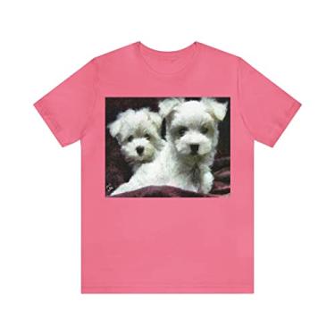 Imagem de Maltês - Camiseta de manga curta unissex Jersey - Doggylips, Charity Pink, P