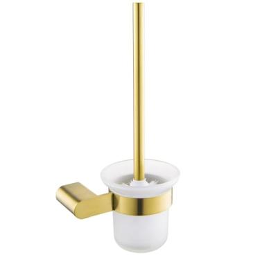 Imagem de Ouro escovado aço inoxidável fixado na parede barra de toalha de mão suporte de papel higiênico robe toalha ganchos acessórios do banheiro conjunto kit, escova de toalete