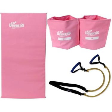 Imagem de kit elastico extensor leve treino em casa + tornozeleira de peso 2 kg + colchonete academia-Unissex