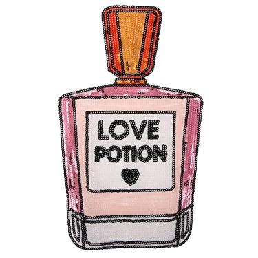 Imagem de Perfume Locomo lantejoulas costurar ferro no remendo lantejoulas grande Paris Love Potion Motivo Aplique para roupas femininas jaqueta camiseta casaco decoração